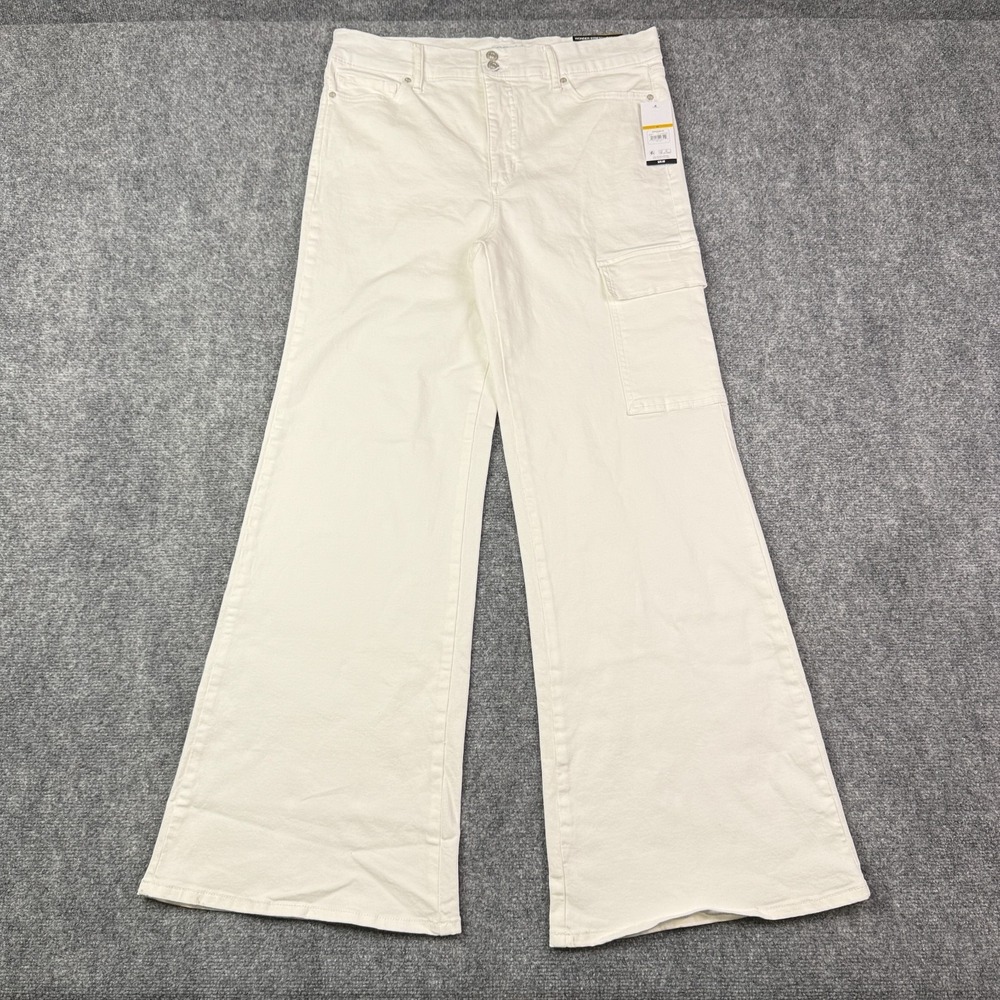 Sofia Jeans Womens Margot Super High Rise Wide Leg Size 14 White Wonder Stretch